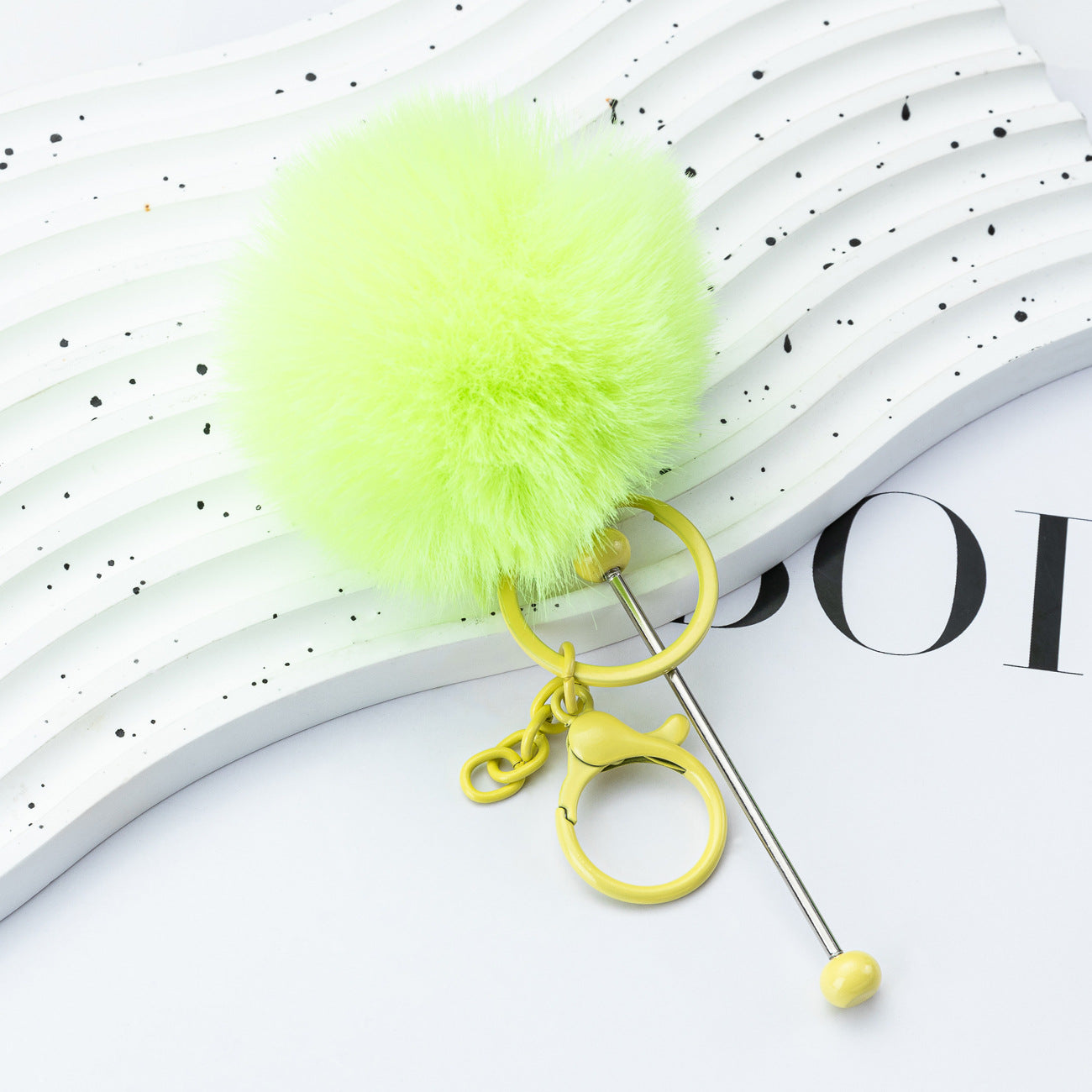 Wholesale DIY Beadable Plush Ball Keychain