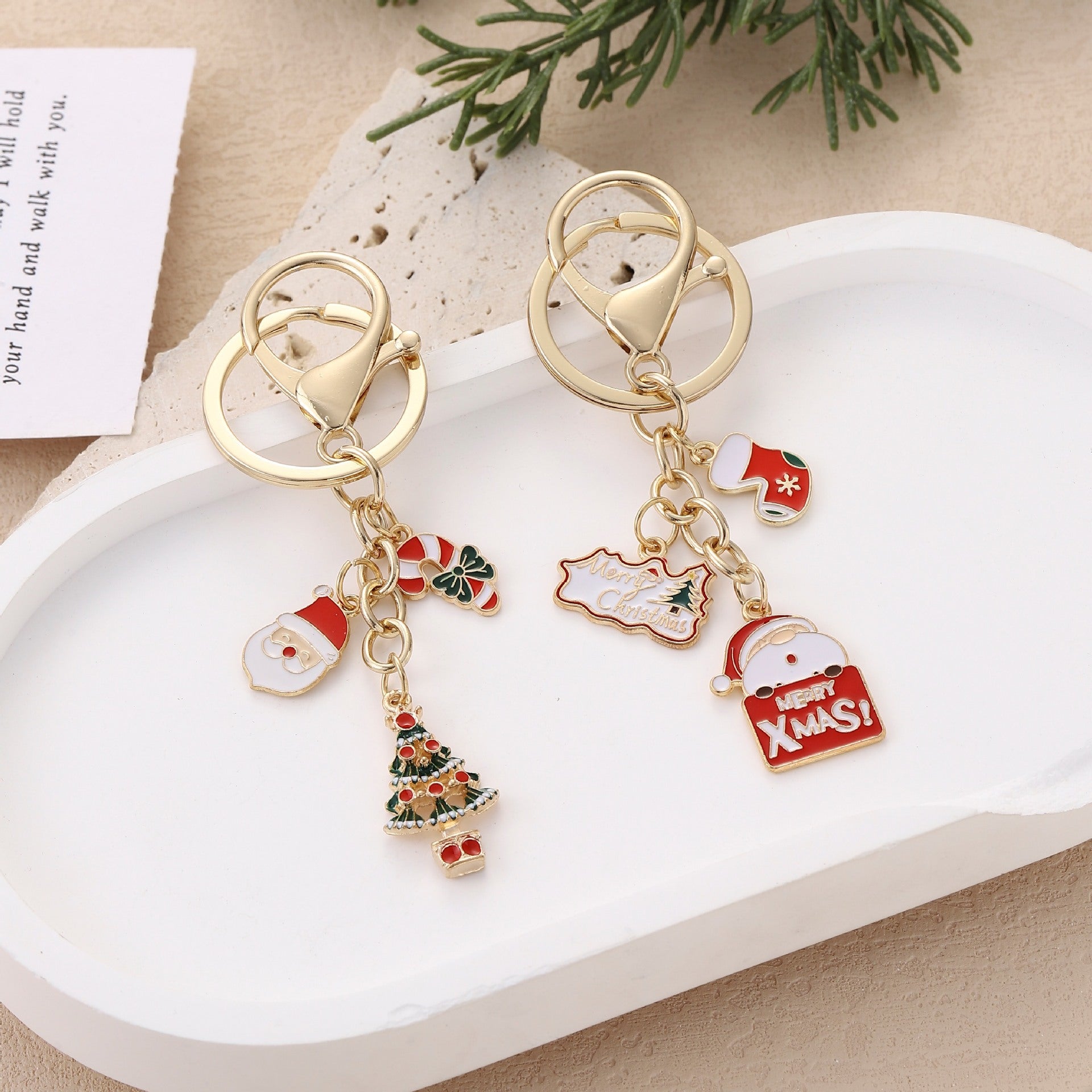 Wholesale Christmas  Snowflake Christmas Tree Keychain