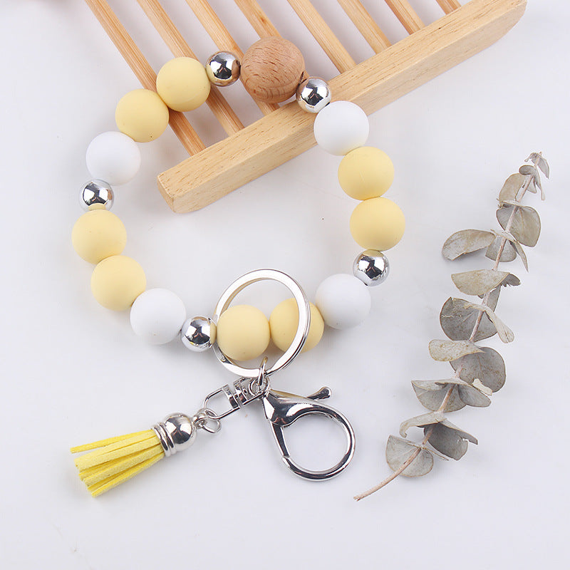 Wholesale Solid Color Silicone Beaded Wrist Keychain ACC-KC-GuangTian056