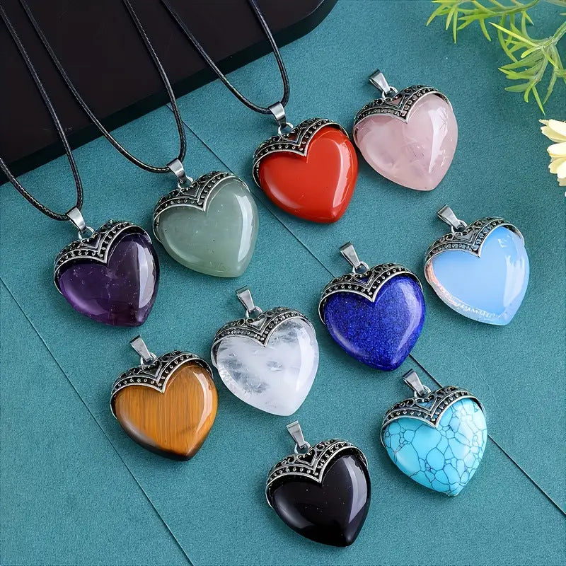 Wholesale Natural Amethyst Crystal Heart Pendant Necklace Fashion Accessory Everyday Wear Gift