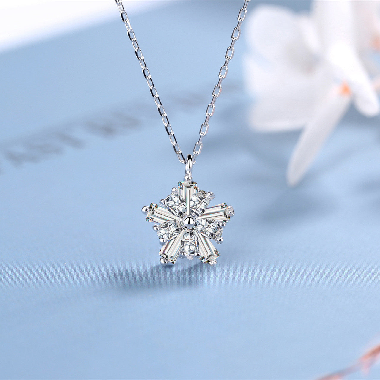 Wholesale s925 sterling silver  snowflake necklace