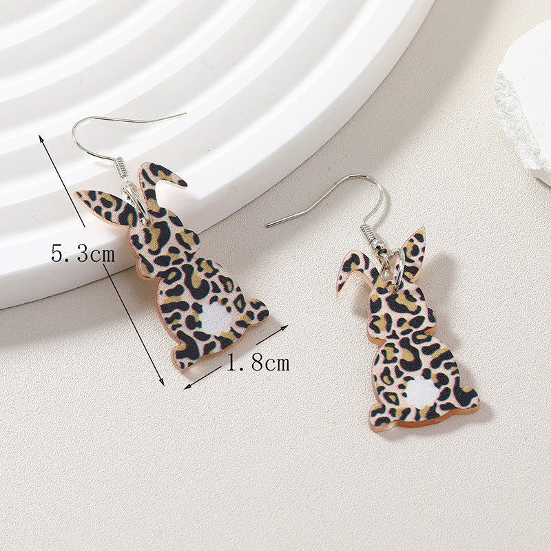 Wholesale Easter Leopard Rabbit Egg Acrylic Earrings