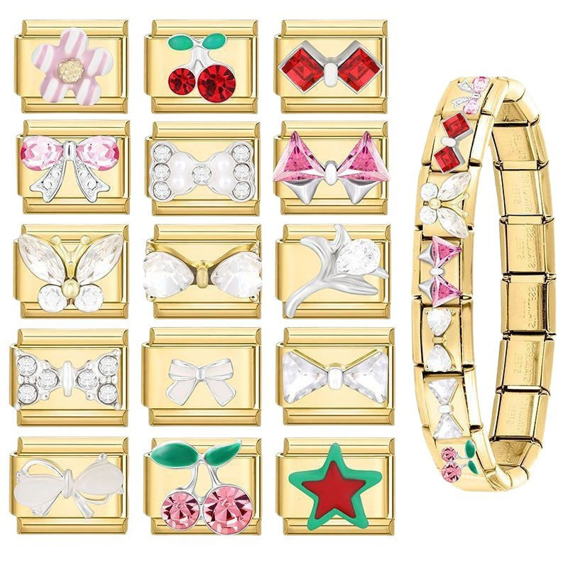 Wholesale Italian Charm Bracelet 9mm DIY Gold Base Colorful  Stainless Steel Composable Bracelet
