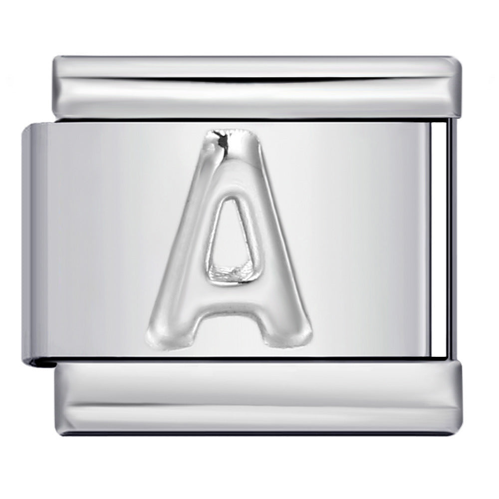 Wholesale  Italian Charm Bracelet 9mm DIY convex 26-letter  Creative Stainless Steel Composable Bracelet