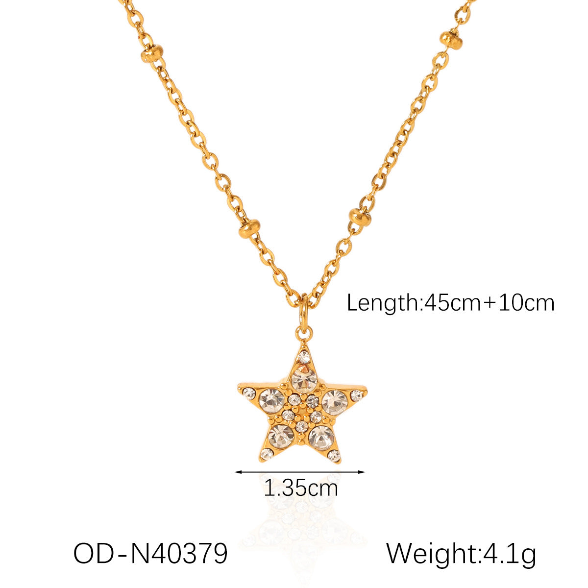 Wholesale Stainless Steel 18K Gold Drops Four-leaf Clover Moon Five-pointed Star Diamond Pendant Necklace