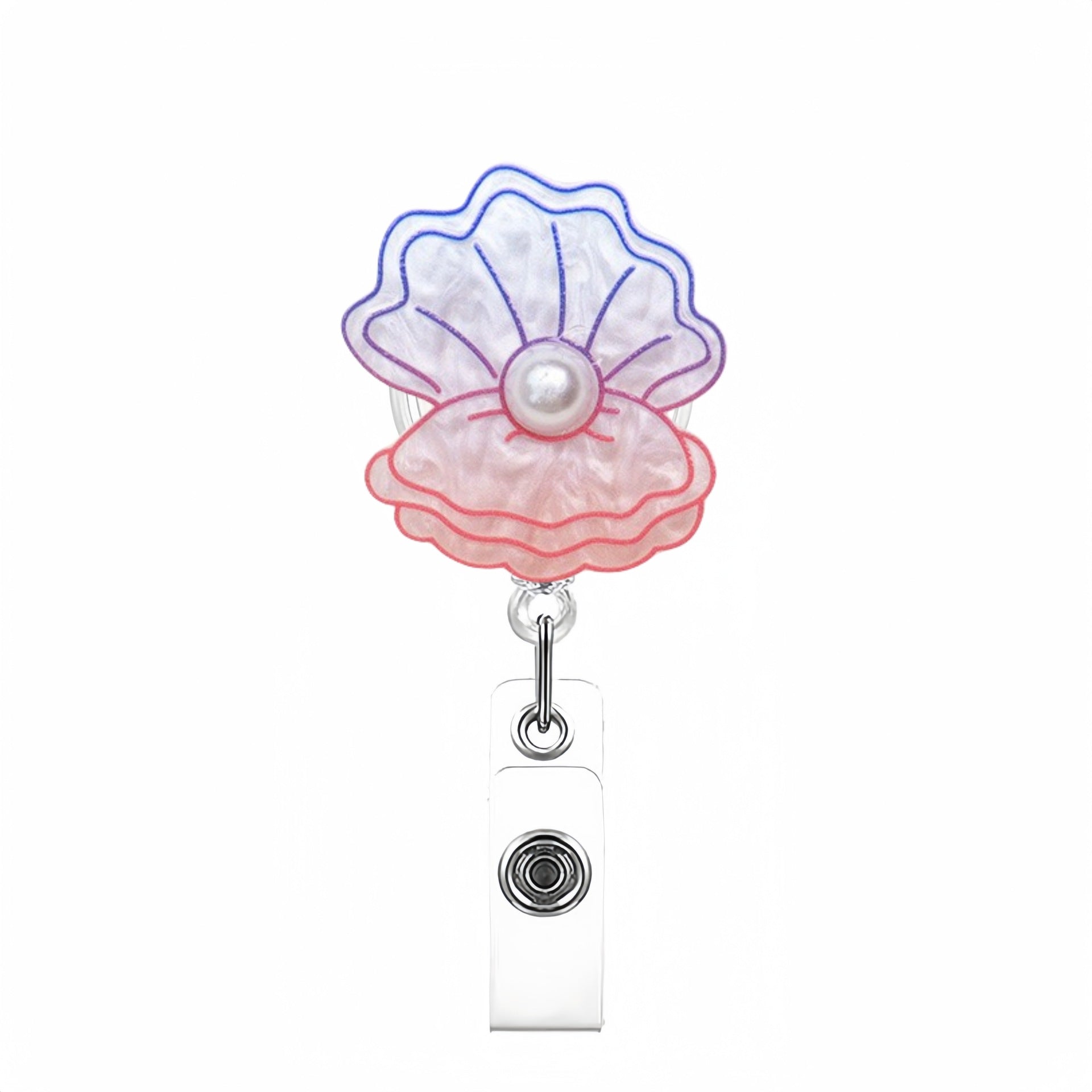 Wholesale Marine Animal Acrylic Shell Dolphin Fish Retractable Rotating Badge Keychain