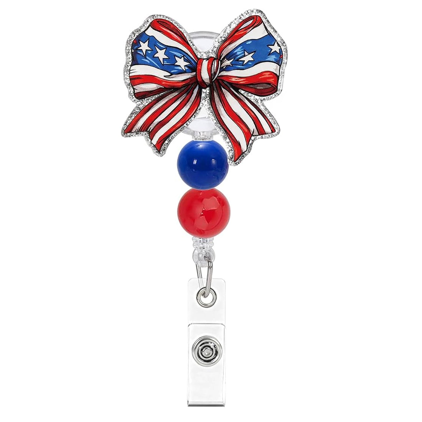Wholesale Acrylic Retractable Badge Reel USA Bow Design Party Favor DIY Accessory