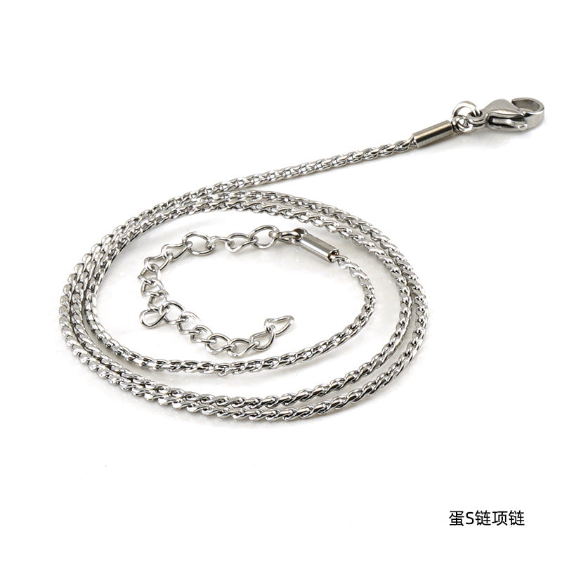 Wholesale  Blade Chain Necklace Stainless Steel Square Pearl Chain