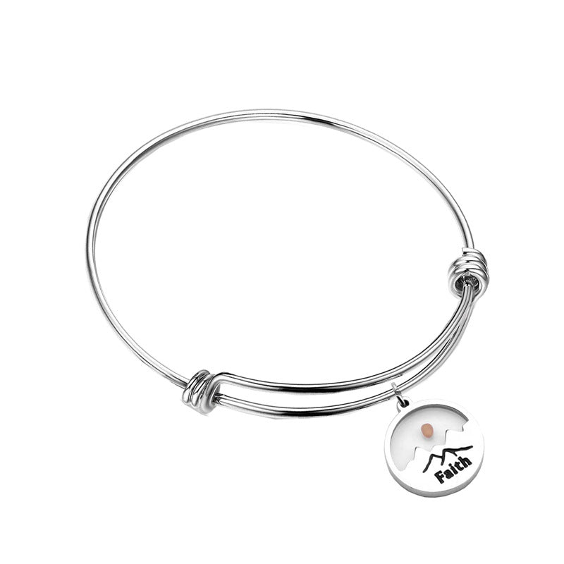 Wholesale  stainless steel Faith Faith mountain mustard seed bracelet