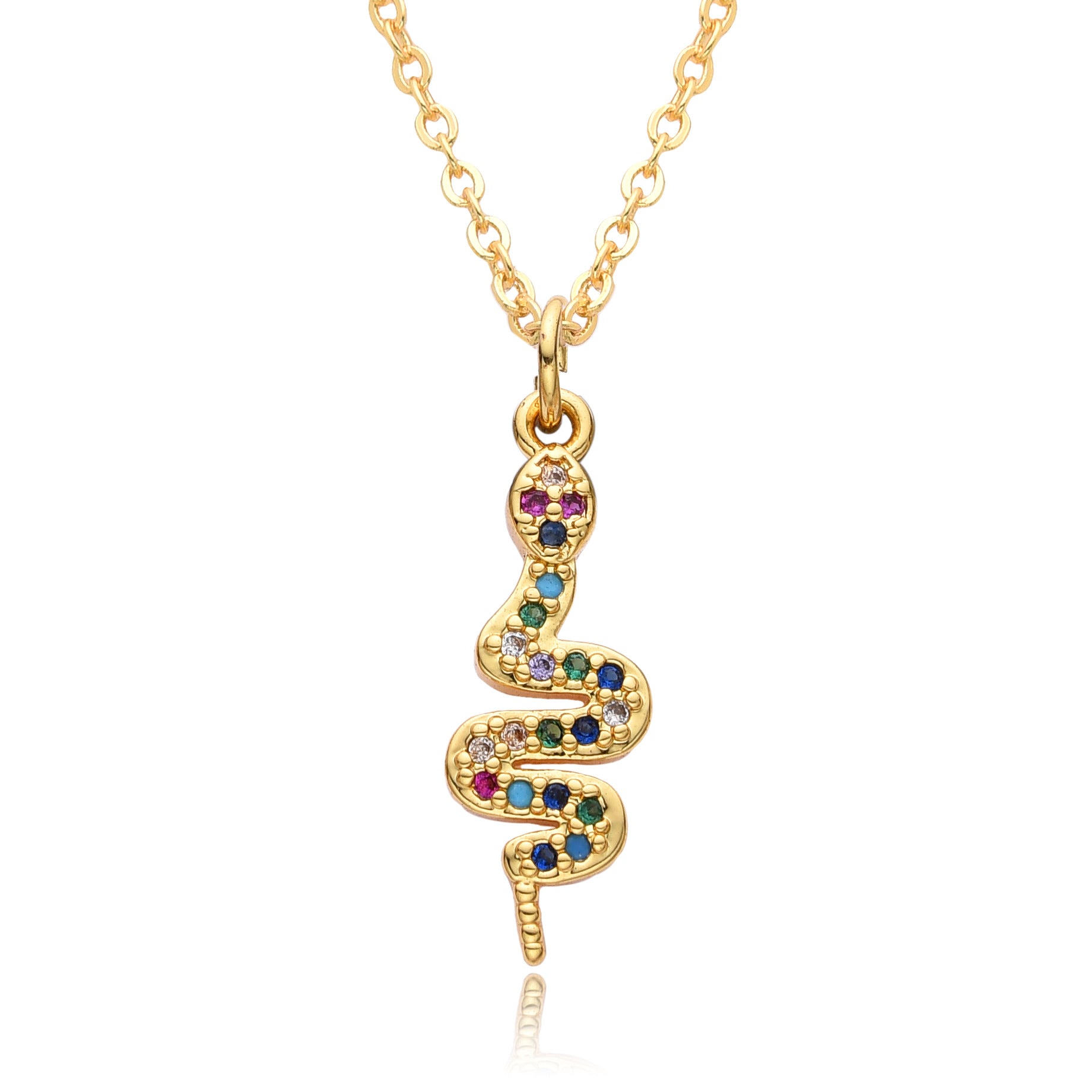 Wholesale 18K copper gold plated popular jewelry snake-shaped element pendant necklaces