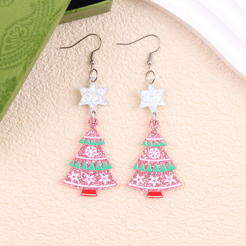 Wholesale Christmas Multicolor Snowman Christmas Tree Acrylic Earrings