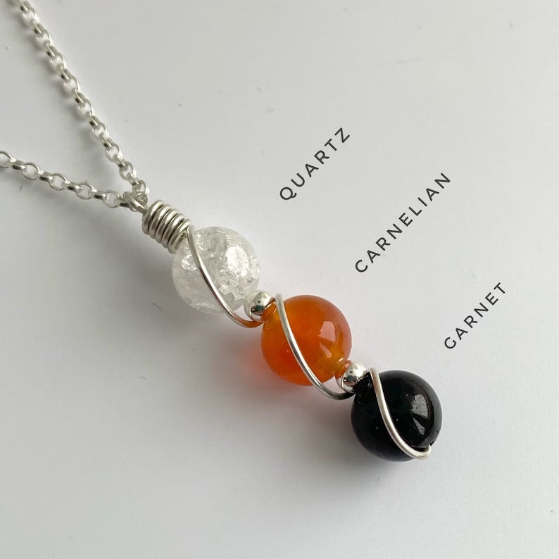 Wholesale Natural Crystal Silver Wire Wrapped Constellation Necklace ACC-NE-RongGuan016