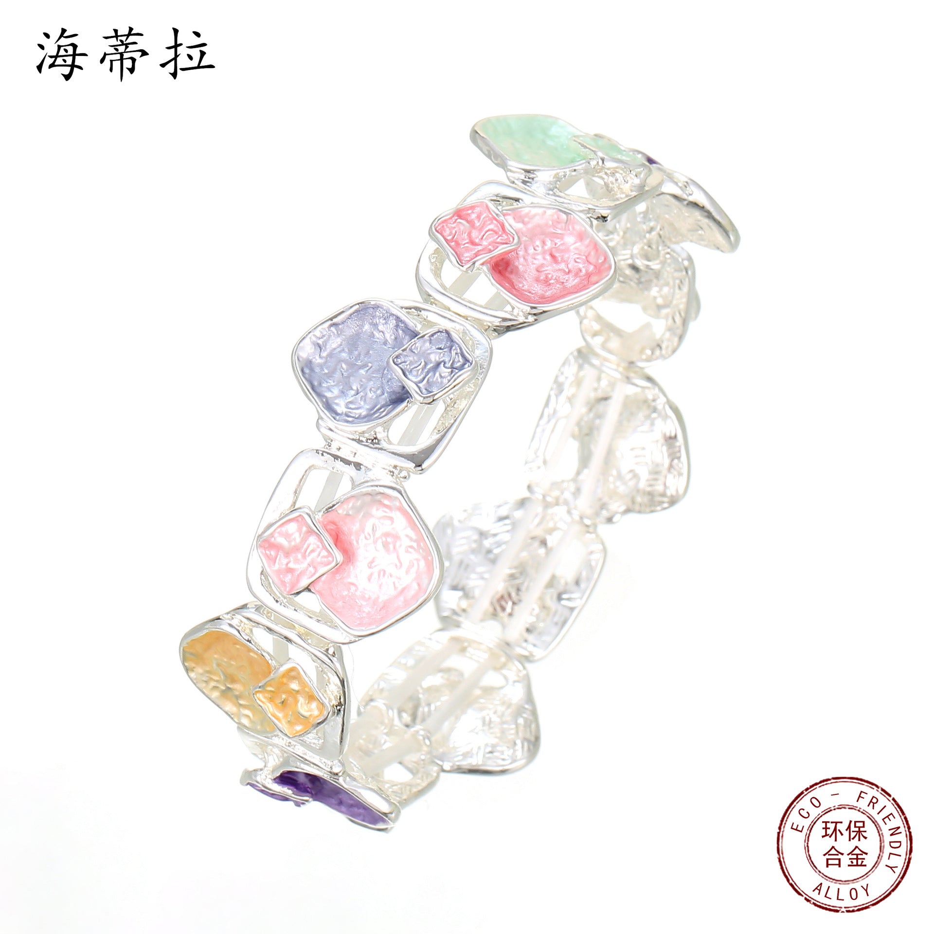 Wholesale  square geometric stitching environmental protection alloy bracelet