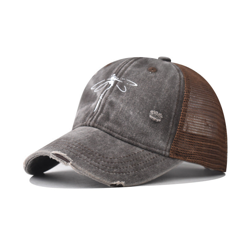 Wholesale Chic Butterfly Navy Blue Baseball Cap Adjustable Sun Protection Summer Resale