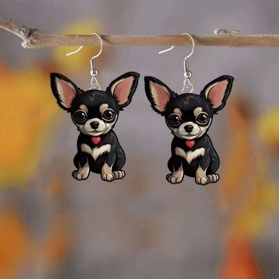 Wholesale Chihuahua Puppy 2D Acrylic Earrings