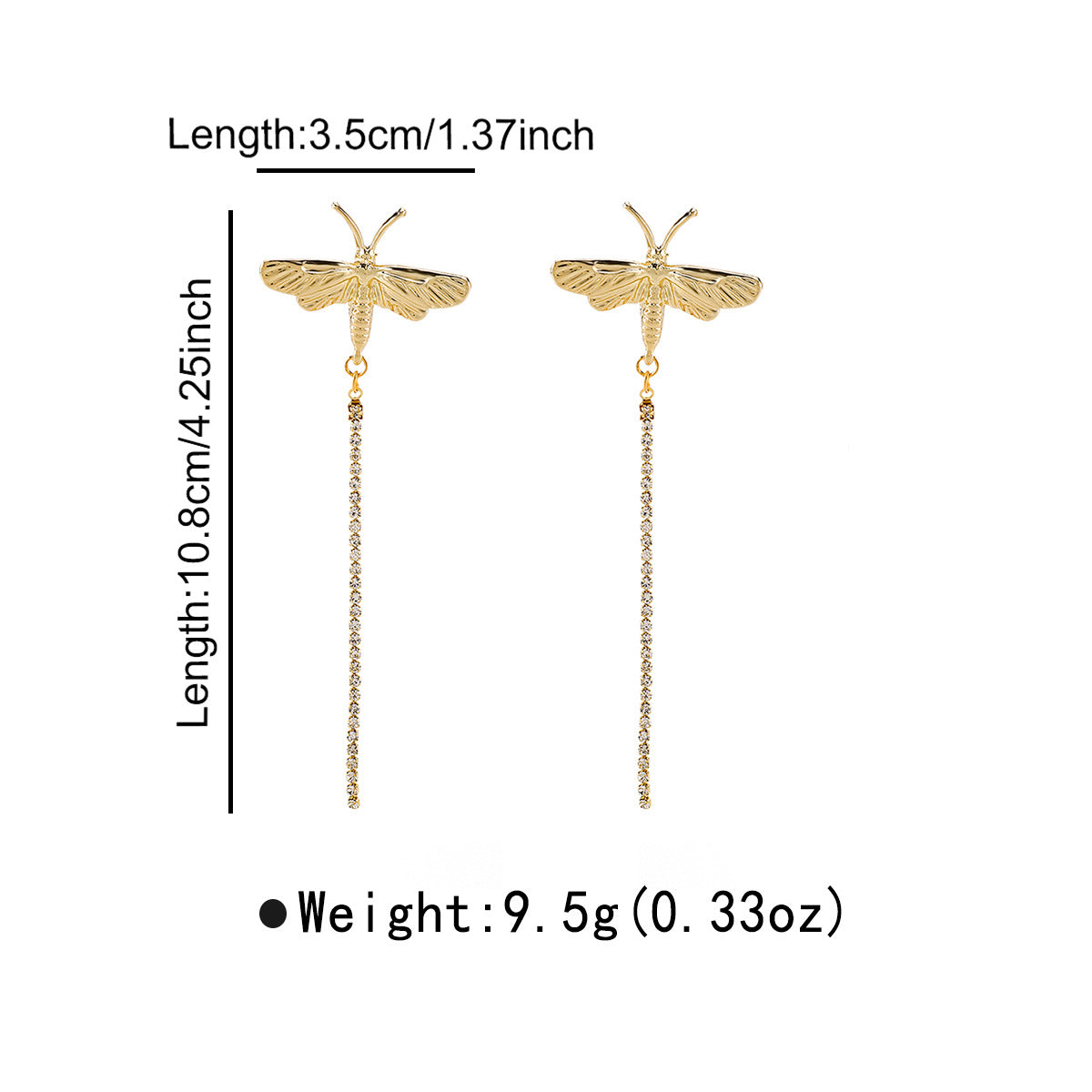 Wholesale simple alloy tassel long earrings  retro  dragonfly earrings