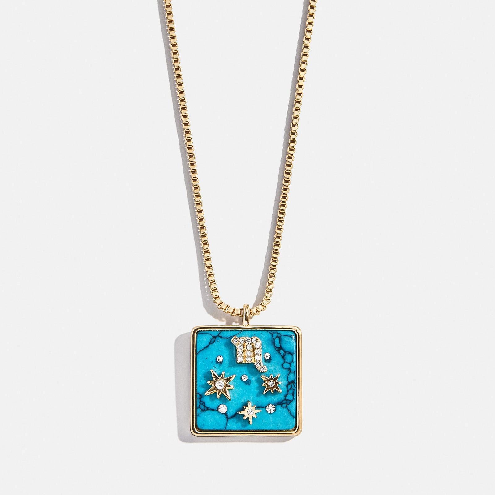 Wholesale Blue Turquoise Zodiac Enamel Stainless Steel Necklace