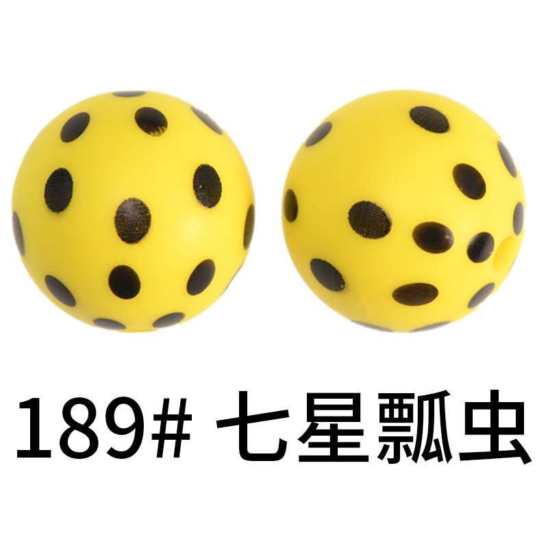 Wholesale 50pcs Western Style Leopard Skull Color Aztec Printed Silicone Balls Beads ACC-BDS-HeSheng005
