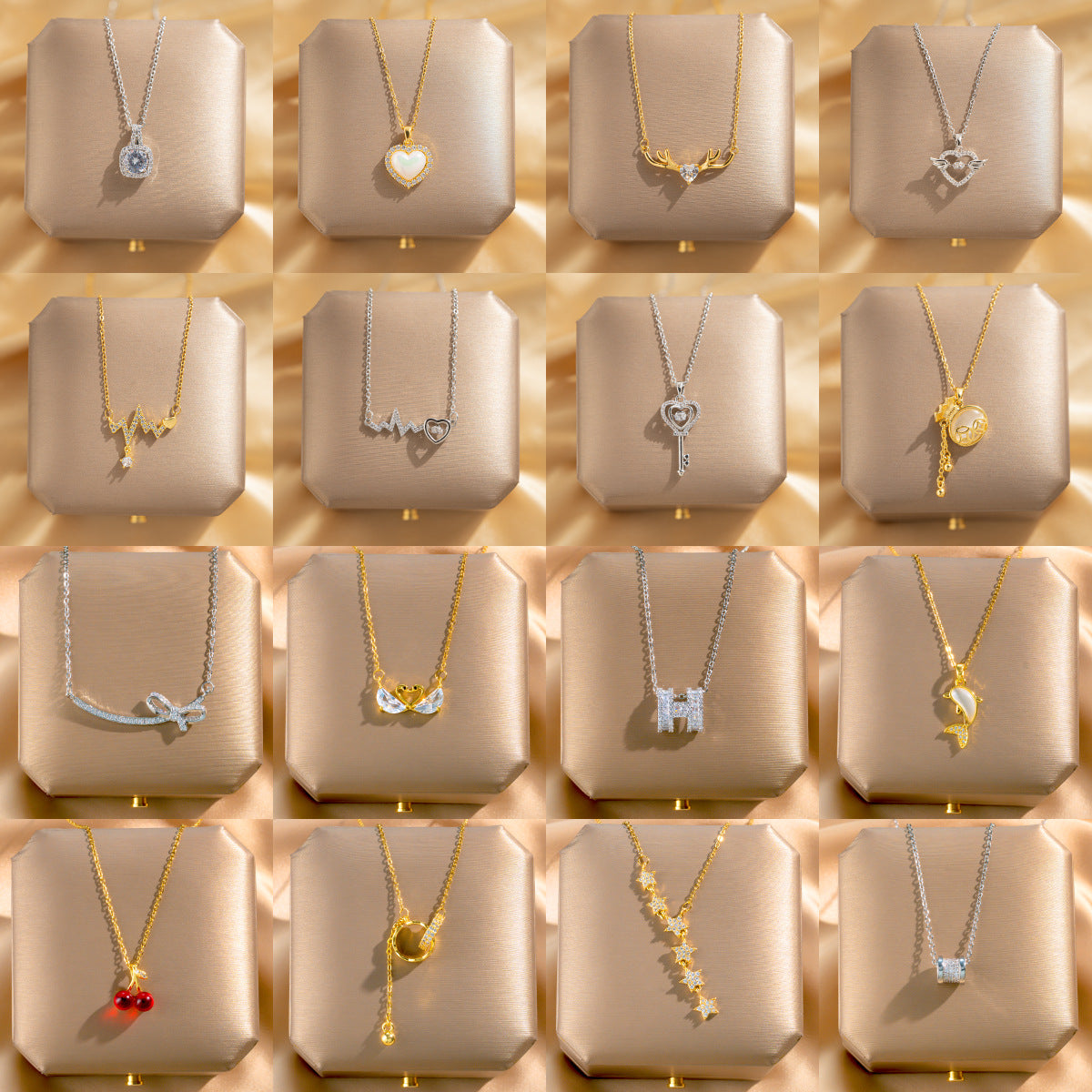 Wholesale Titanium Steel Zircon Clavicle Chain Necklace Korean Style Jewelry Accessory