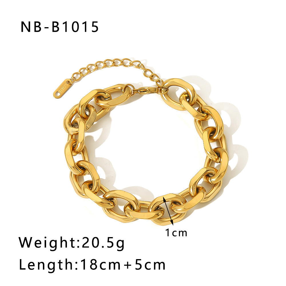 Wholesale Thick Chain Punk Style Stainless Steel 24K Gold Hand Braided Chain Bracelet ACC-BT-Xiny011