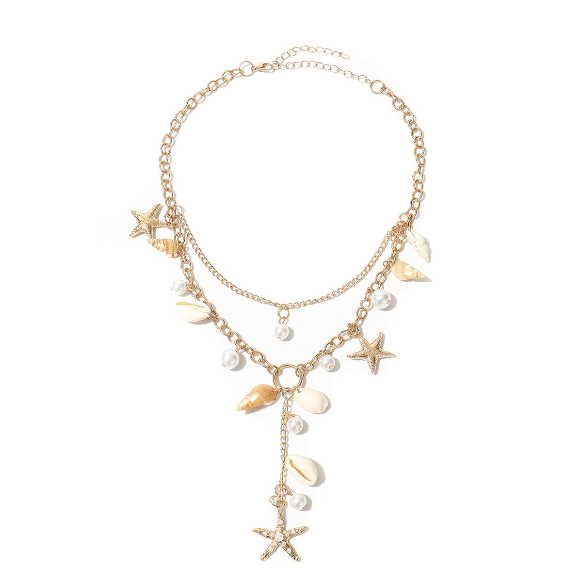 Wholesale Beaded Pearl Starfish Shell Necklace