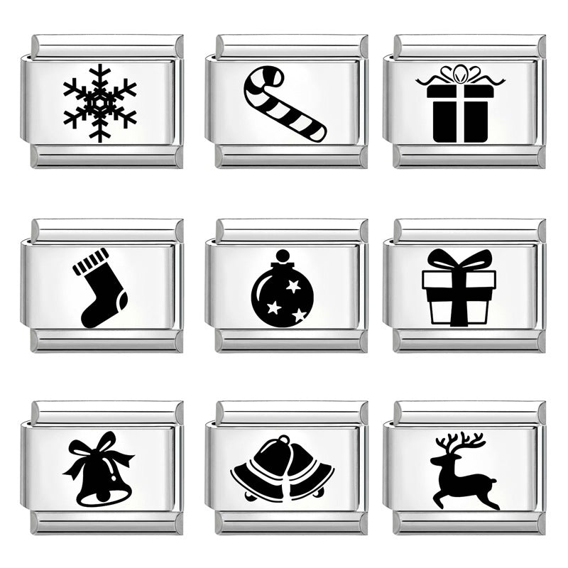 Wholesale Italian Charm Bracelet 9mm DIY Splicing Removable Christmas Cartoon Stainless Steel Composable Bracelet