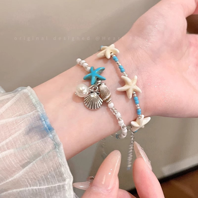 Wholesale Niche Seaside Shell Star Bracelet Alloy Electroplated Beach Vacation Fashion Accessory