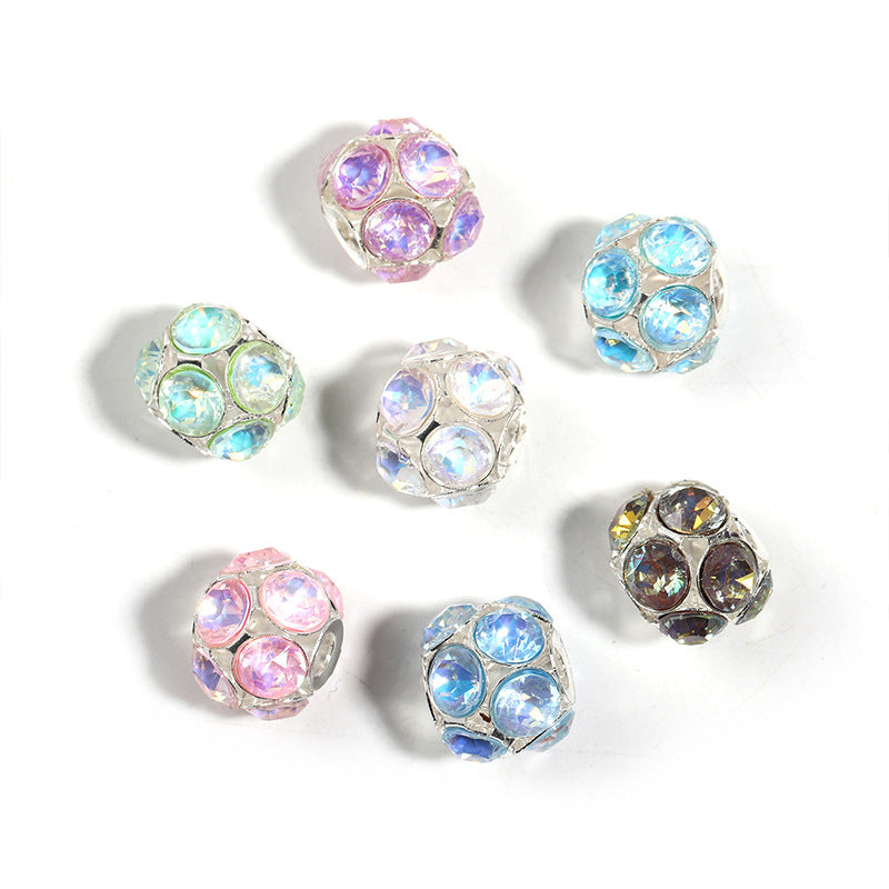 Wholesale 50PCS Alloy Hollow Zircon Rhinestone Flower Ball Beads DIY Mobile Phone Chain Jewelry Accessories ACC-BDS-BLG041