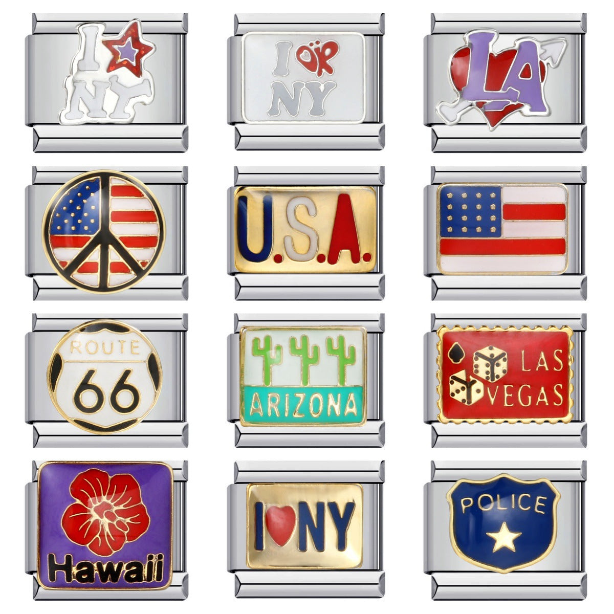 Wholesale 9mm Italian Charm Starter Bracelets DIY square Single Section Creative Stainless Steel Composable Bracelet