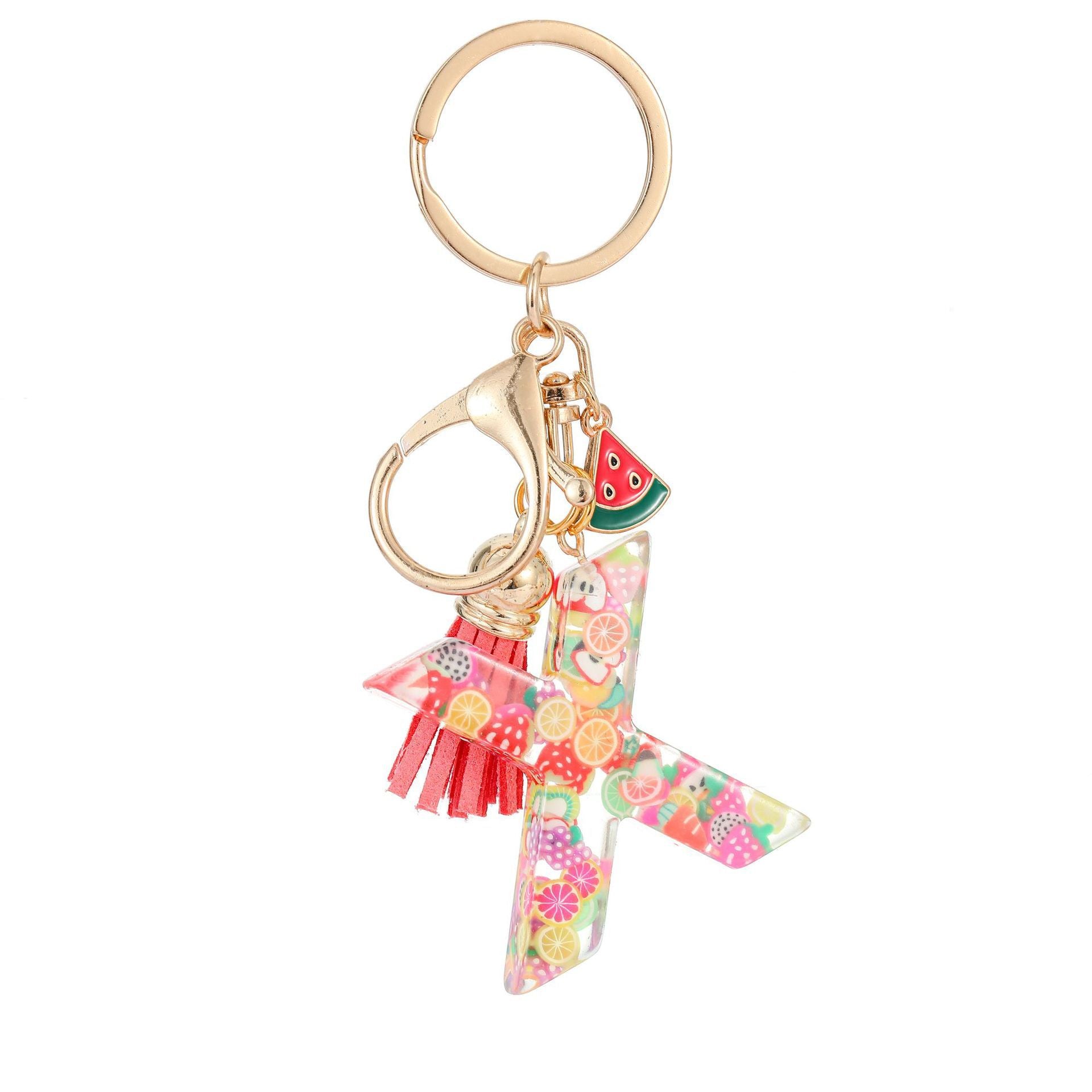 Wholesale Fruit resin letter keychain