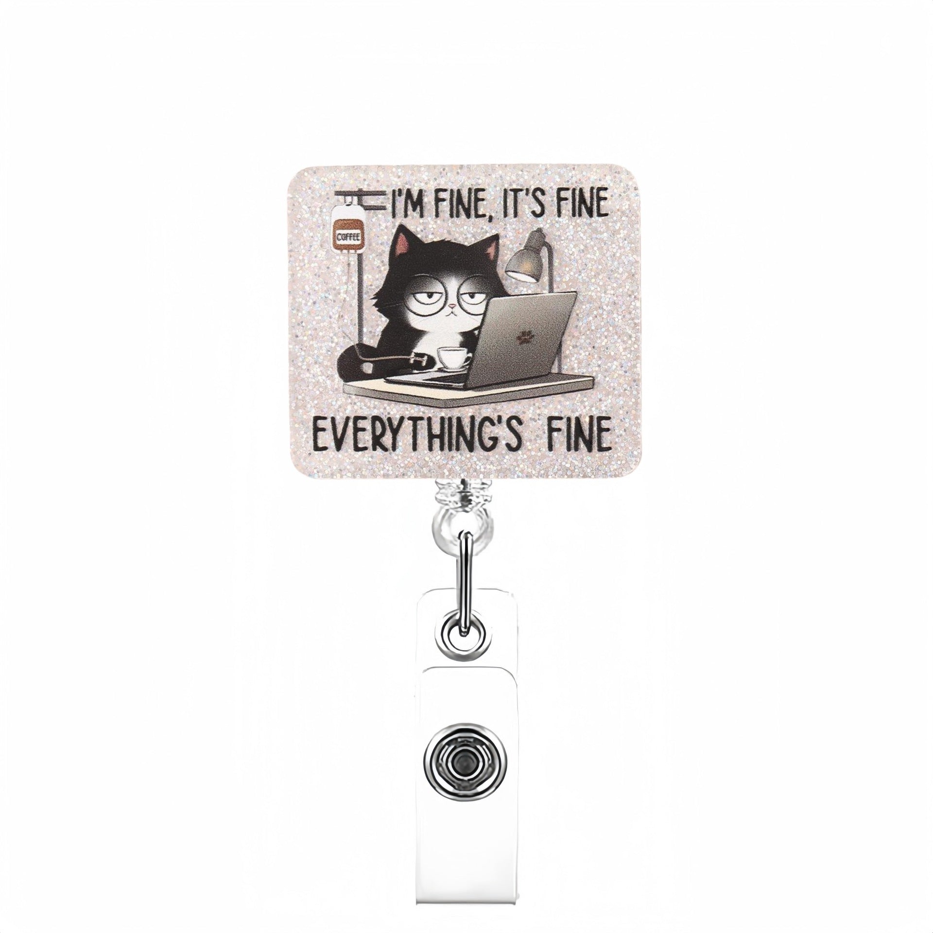 Wholesale Humorous and interesting short phrase acrylic Retractable Rotating Badge Keychain