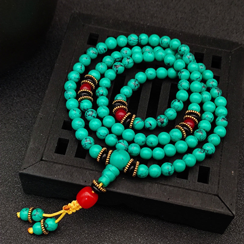 Wholesale Fashion Tibetan Style Beaded Bracelet,  Imitation Turquoise with Fu Charm,  Unisex Jewelry Accessory