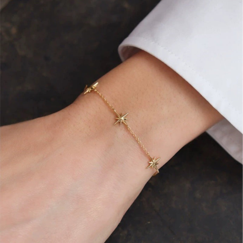 Wholesale 14K Gold Plated 925 Sterling Silver Star Bracelet For Women Stylish Everyday Jewelry Accessory Boutique Resale Gift