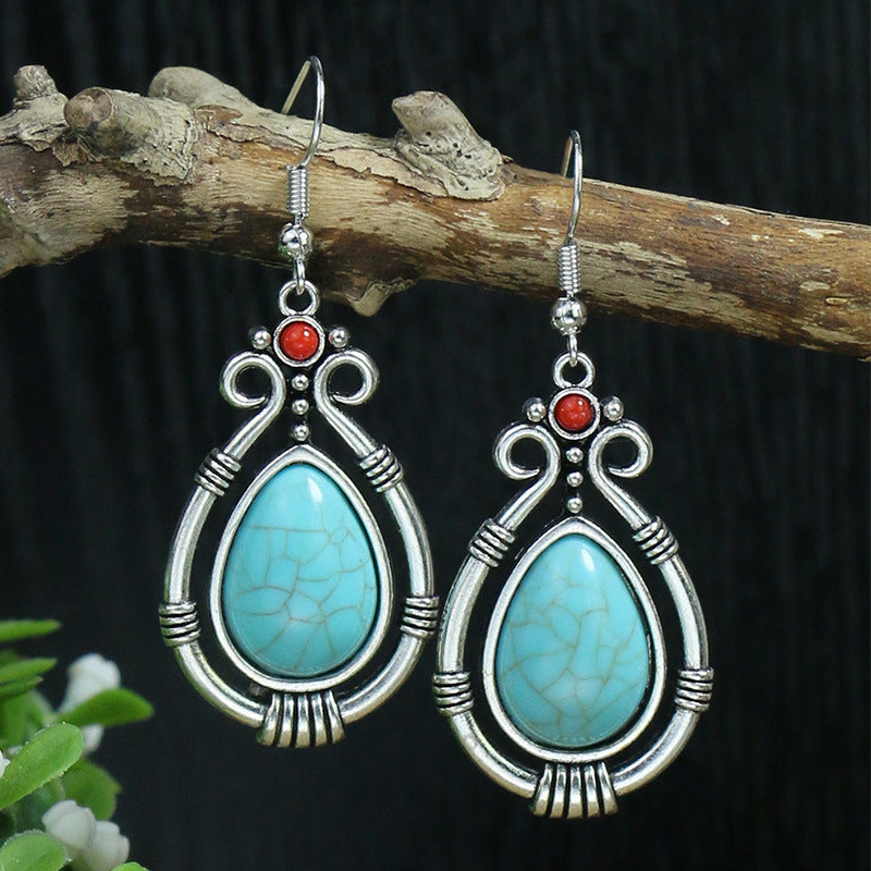 Wholesale Boho Vintage Long Acrylic Turquoise Earrings ACC-ES-MoMo007