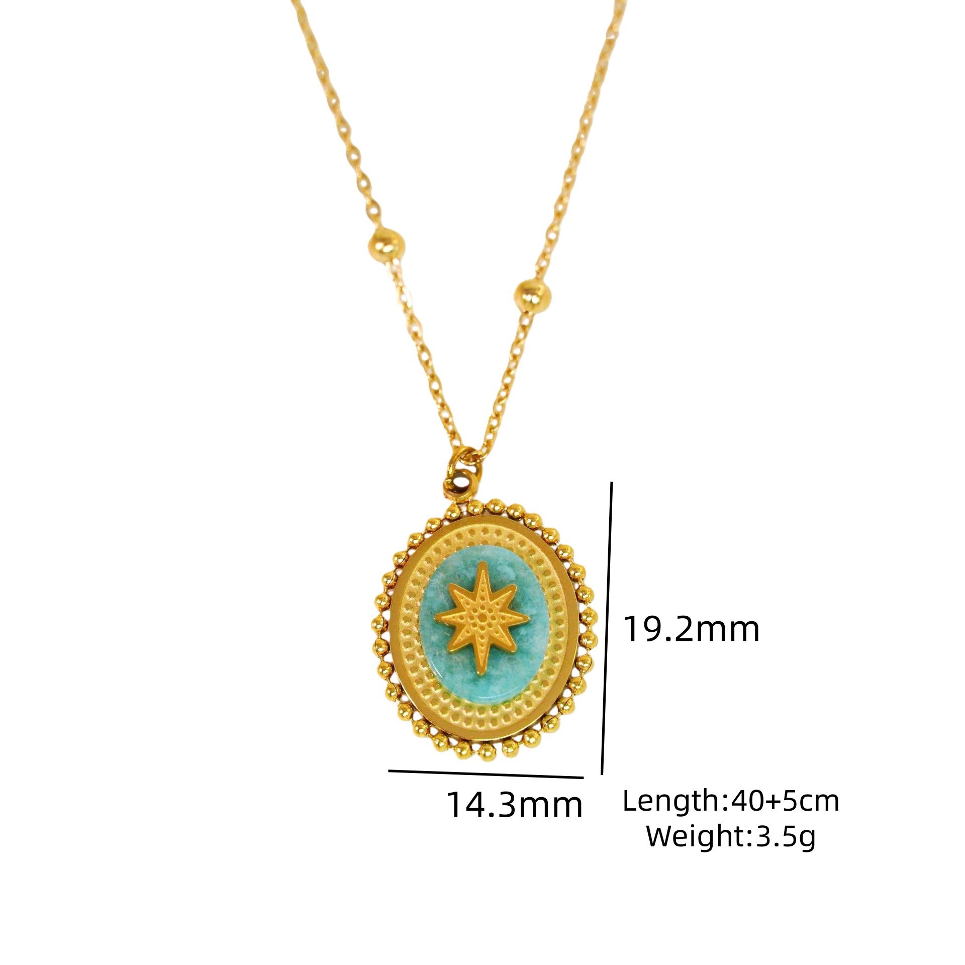 Wholesale Light Luxury Blue Tianhe Stone 14K Gold Plated Titanium Steel Necklace,  Fashion Jewelry Accessory Gift