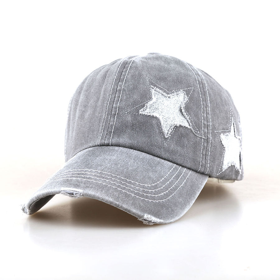 Wholesale Star Sequined Worn Baseball Cap