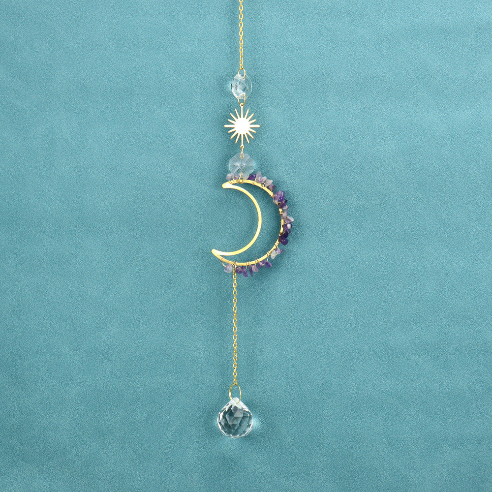 Wholesale  Sun Catcher Moon Sun Crystal Pendant  Wind Chimes