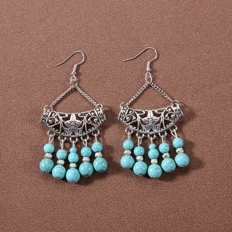 Wholesale Bohemian Tassel Turquoise Earrings Retro Ethnic Style ACC-ES-Gumi002