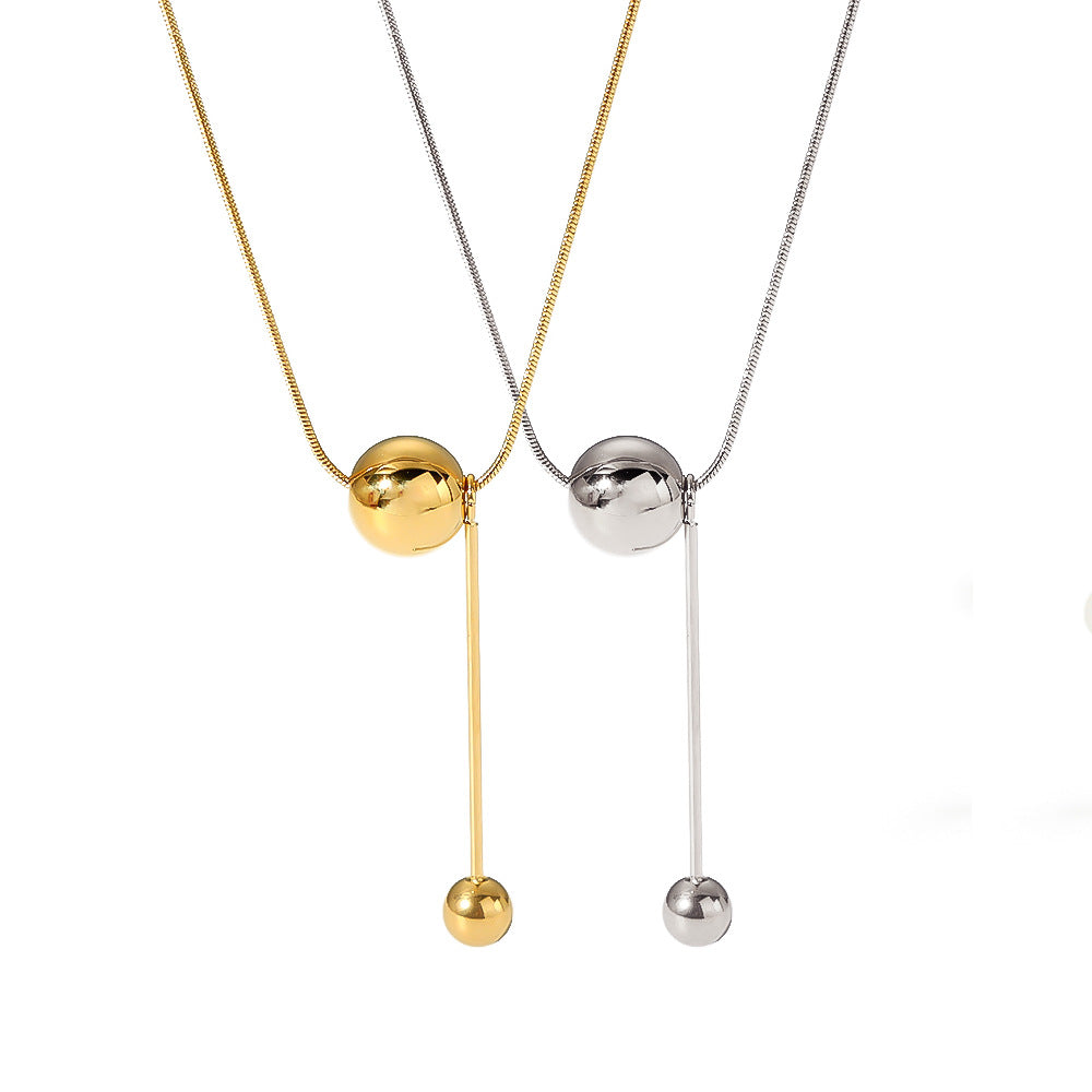Wholesale spherical pendant necklace clavicle chain stainless steel 18K gold-plated necklace