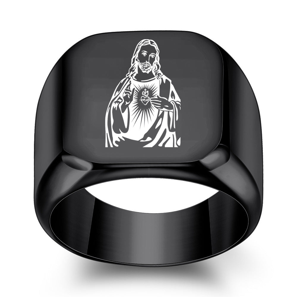 Wholesale titanium steel square smooth trendy men's ring