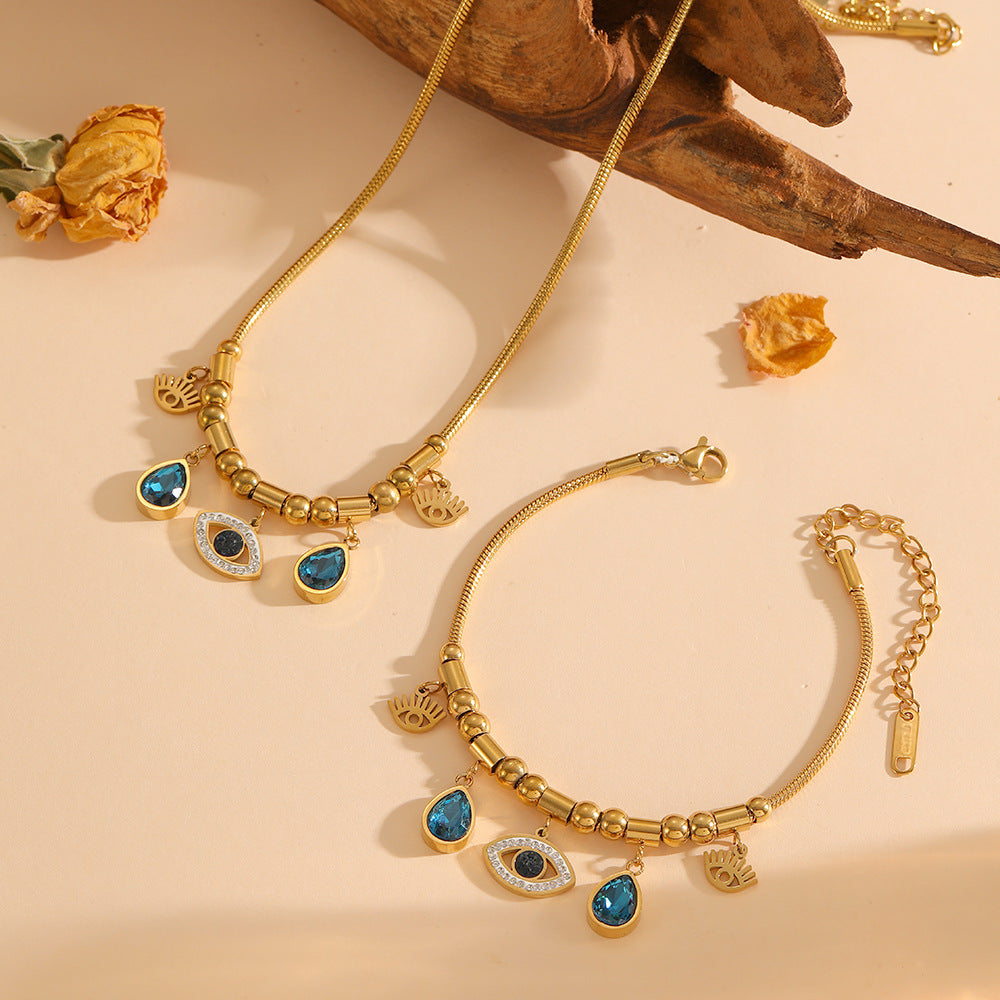 Wholesale Titanium Steel Bracelet Necklace Vintage Necklace Jewelry Set