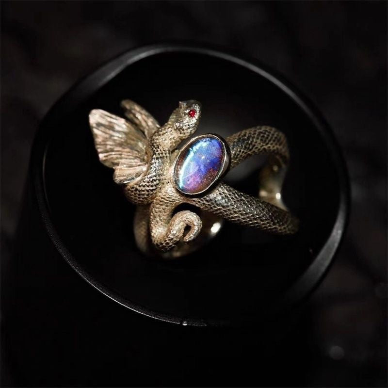 Wholesale  Yuji Vintage Old Snake and Butterfly Opening Ring Punk Ring
