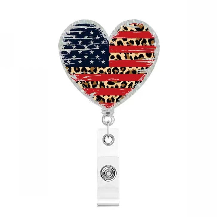 Wholesale Rainbow Flag Acrylic Patriotic Sunshine Retractable Badge Scroll Keychain ACC-KC-LingYu012