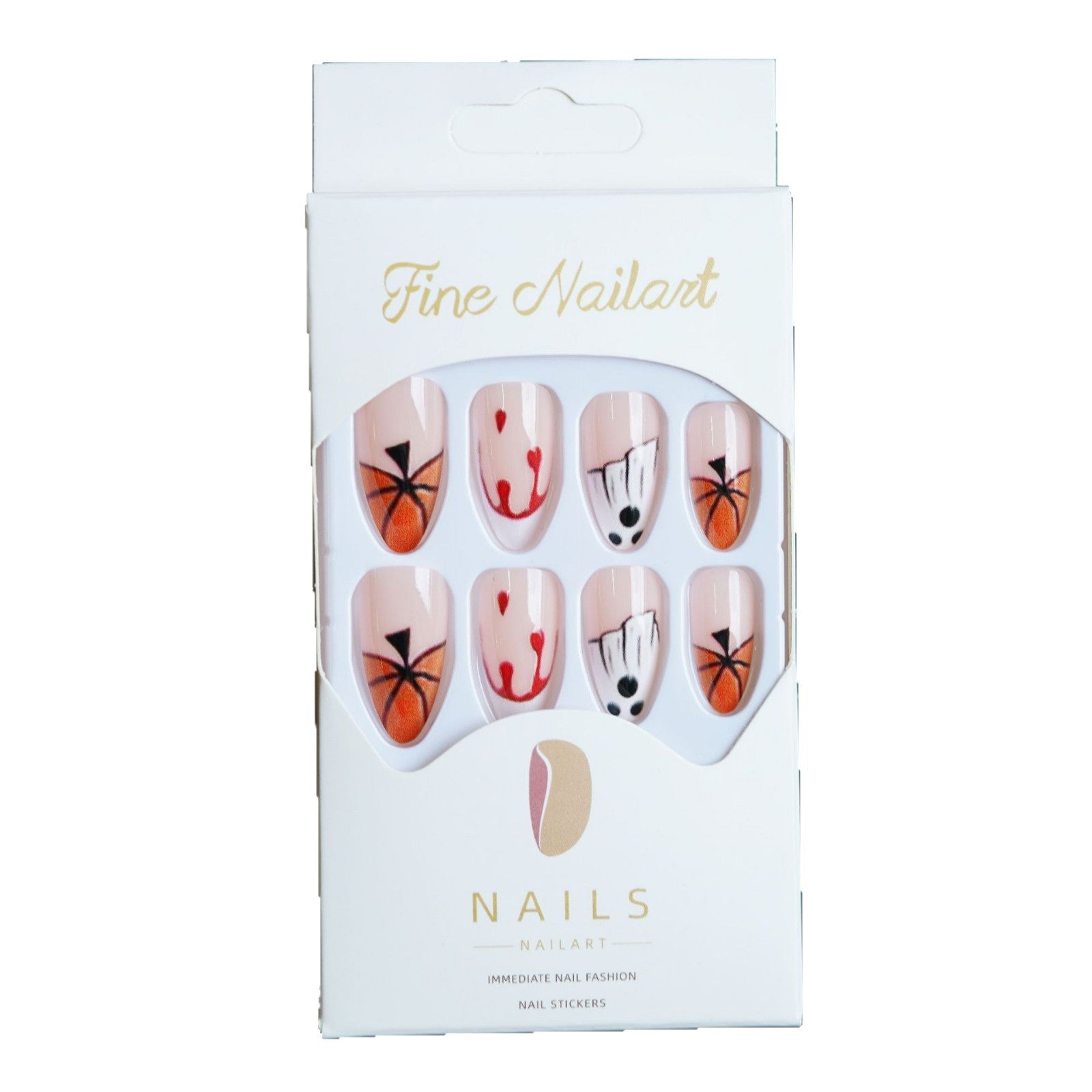 Wholesale 24 Pieces/ box  Pumpkin Blood Drop Nails Kits Nail Stickers