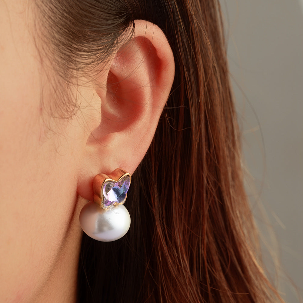 Wholesale Stainless Steel Butterfly Pearl Earrings Fashion Accessory for Women Boutique Resale