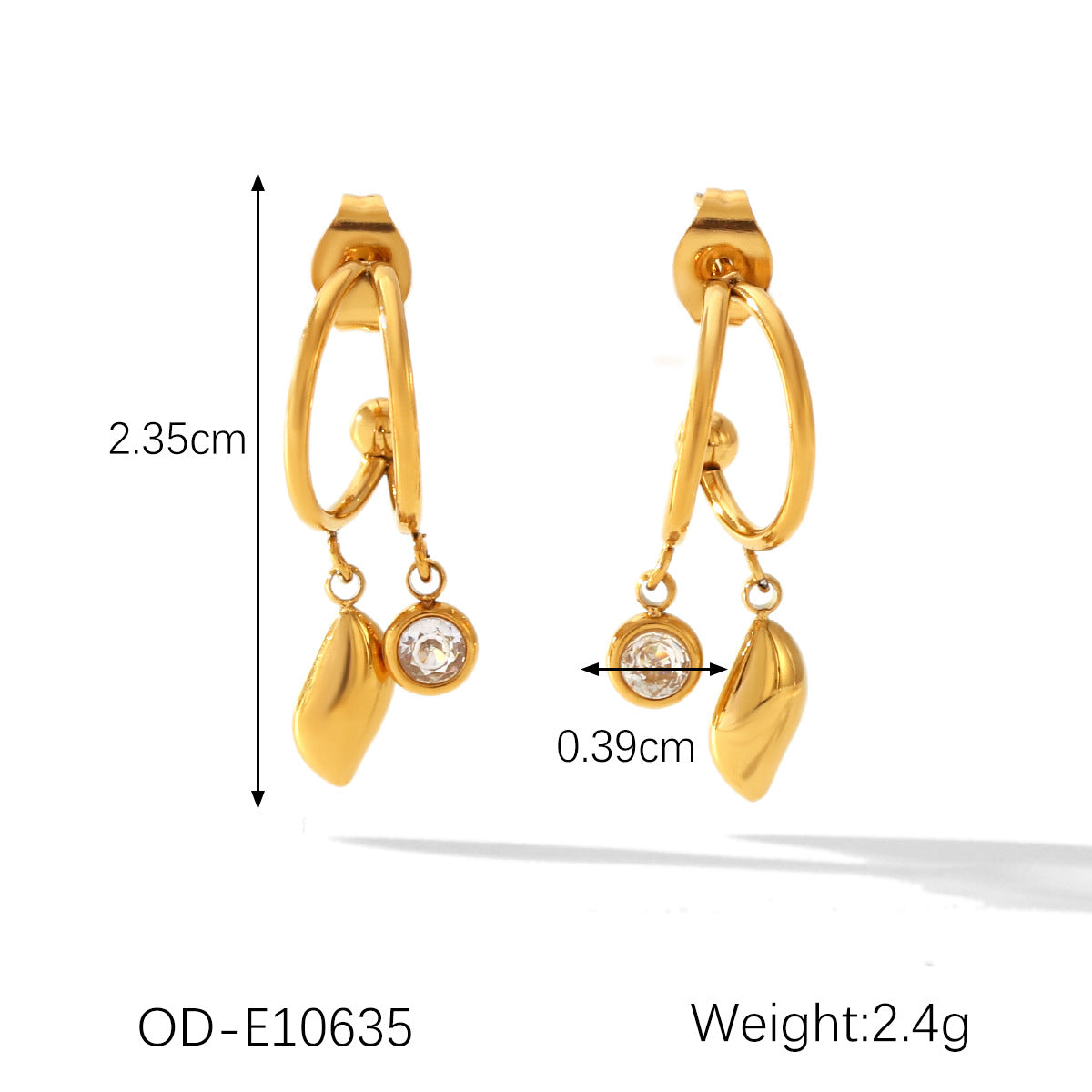 Wholesale Stainless Steel 18K Gold Plated Earrings Geometric Shaped Diamond Irregular Earrings