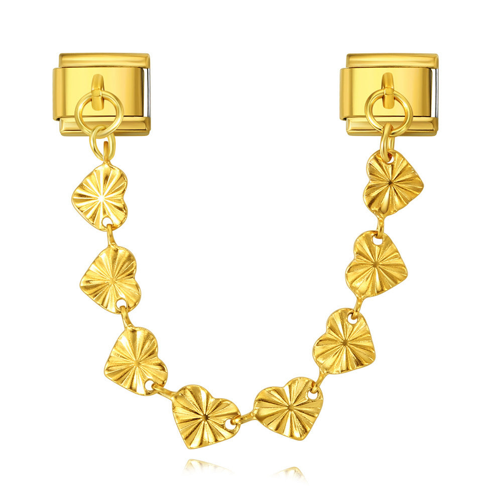 Wholesale Italian Charm Bracelet 9mm DIY Splicing Heart Pendant Stainless Steel Composable Bracelet