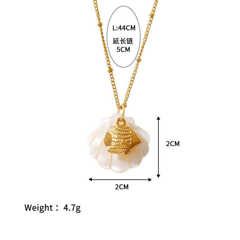 Wholesale  Shell Summer Beach Wind Stainless Steel Shell Starfish Necklace