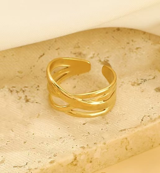 Anello di apertura a trama irregolare con goccia d'olio in acciaio inossidabile all'ingrosso