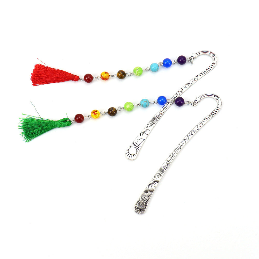 Wholesale Natural Colorful Crystal Beads Wool Tassel Bookmarks ACC-BM-HanX003